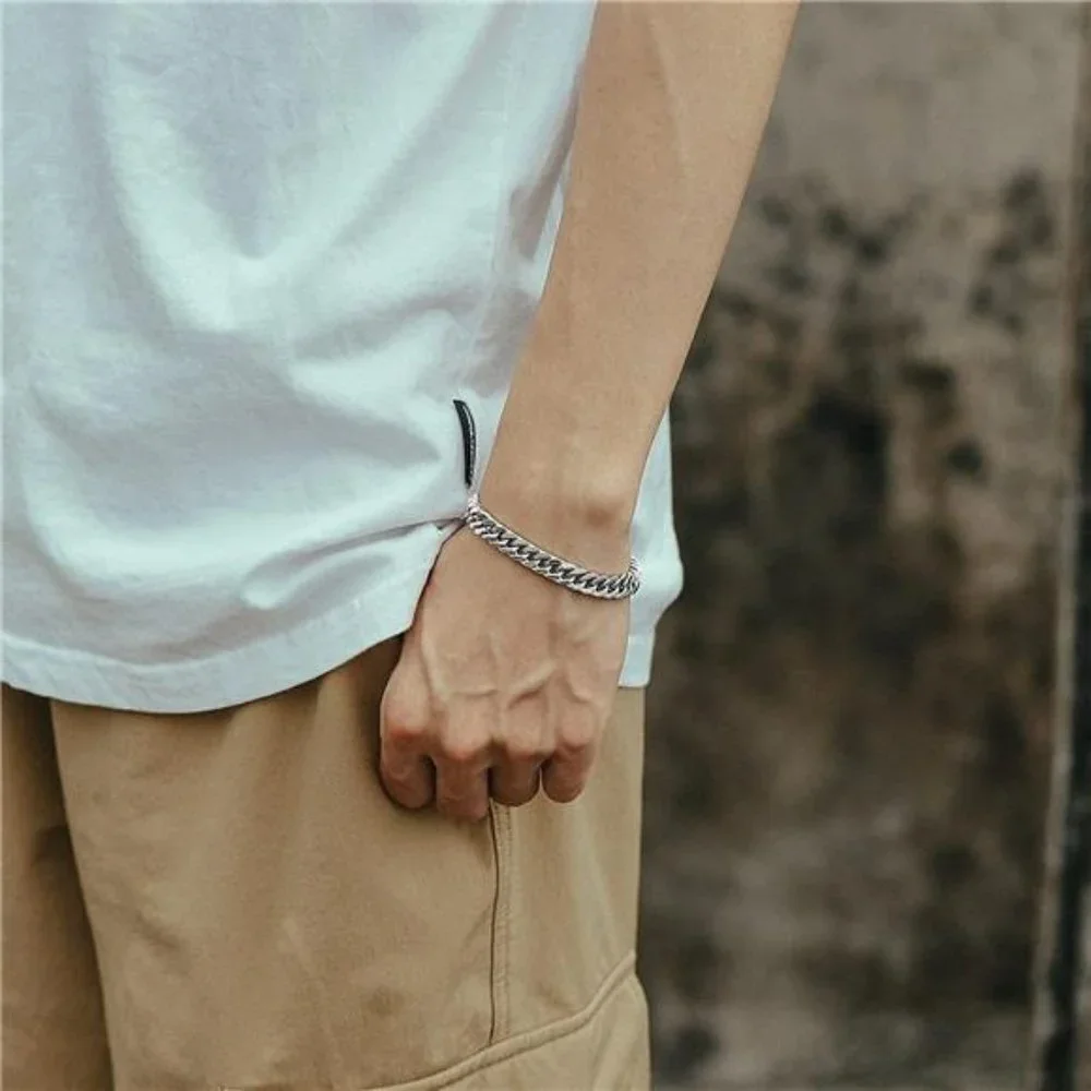 Stainless Steel Gold Plated Link Chain Bracelet for Men